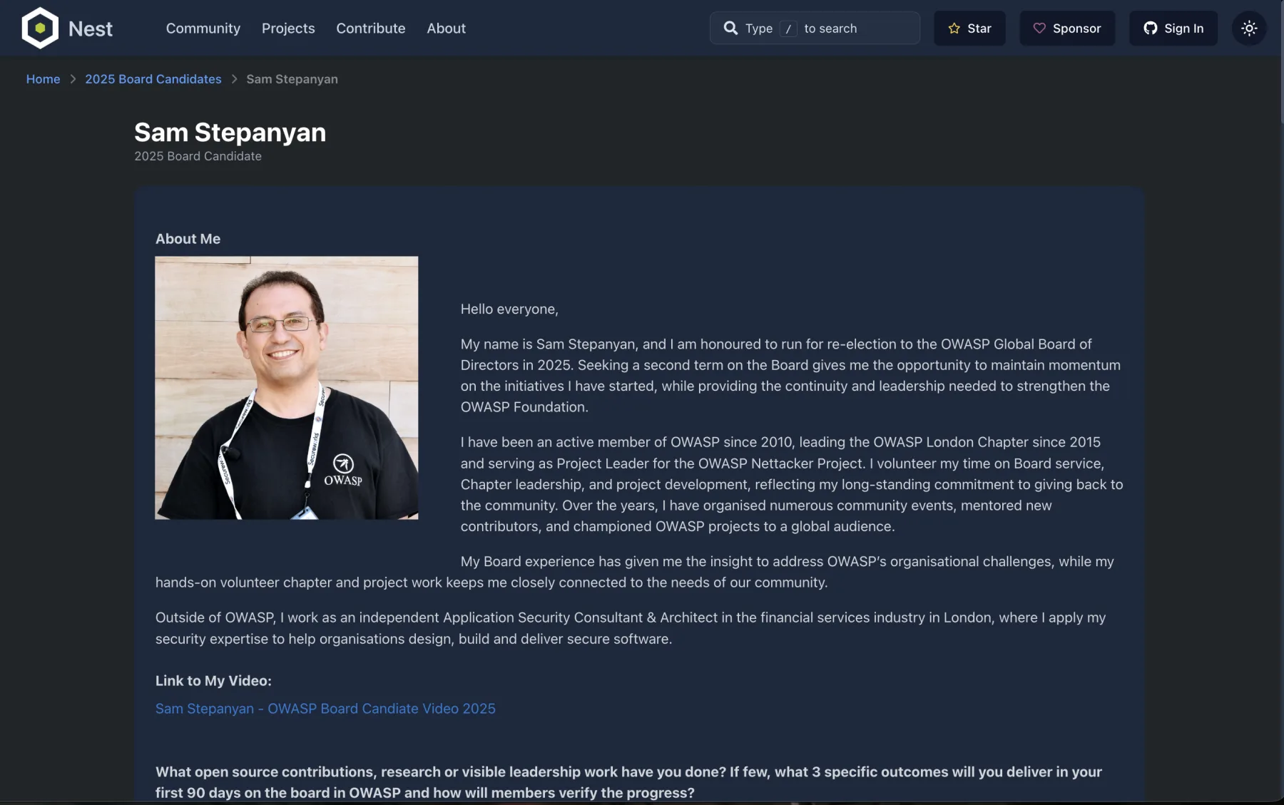 Sam Stepanyan's candidate profile on Nest